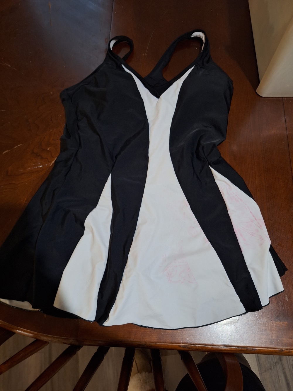 Black and White Colorblock Swim Top Dress